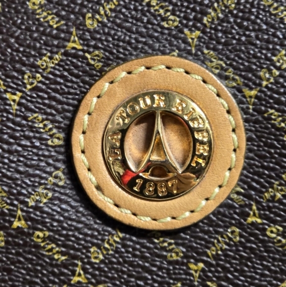 LA TOUR  EIFFEL Signature Brown Carry On Duffel Dome Traveler Canvas Leather - Picture 11 of 16